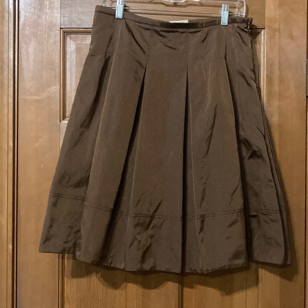 Burberry London Brown Box Pleated Silk Skirt size 6
